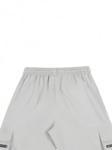 Manfinity Homme Men's Drawstring Waist Zipper Cargo Pants With Pockets - Light Grey - View 4