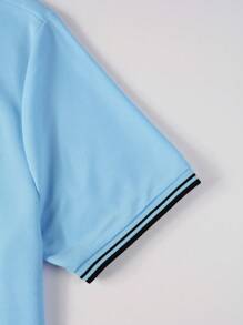 Manfinity Homme Men's Short Sleeve Polo Shirt With Color Blocking Design - Baby Blue - View 6