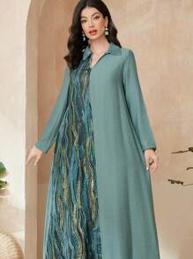 Seusyu 花紋印花長袖連衣裙 - 綠色 - 查看 3