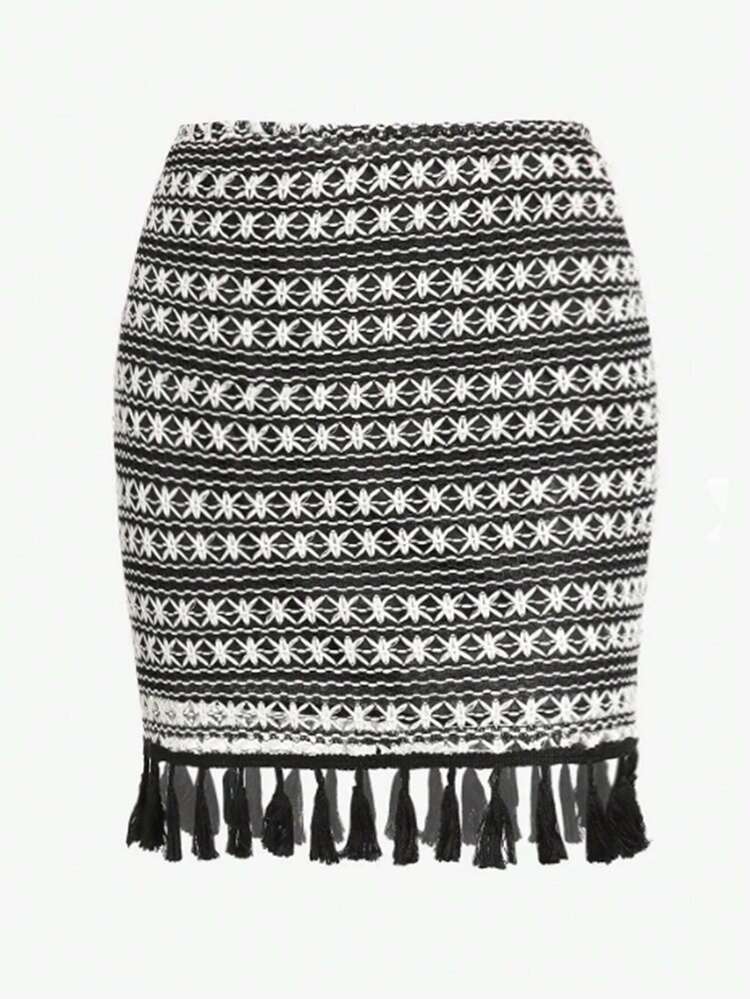 Plus Size Women's Fringed Bodycon Skirt