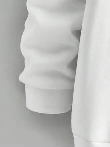 Manfinity VCAY Men's Letter Print Long Sleeve Knit Sweatshirt, For Fall Winter - White - View 3