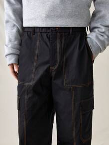 Manfinity VCAY Men's Woven Cargo Pants - Black - View 4