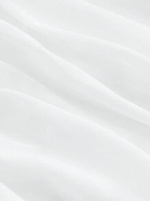 SHEIN MOD Áo phông trắng nữ tính lãng mạn có thiết kế cổ xếp ly - trắng - Xem 4