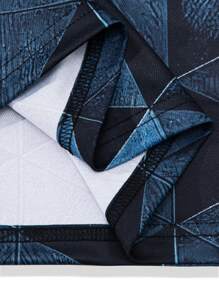 Manfinity Mode Men's Plus Size Long Sleeve Polo Shirt With Geometric Print - Dusty Blue - View 4