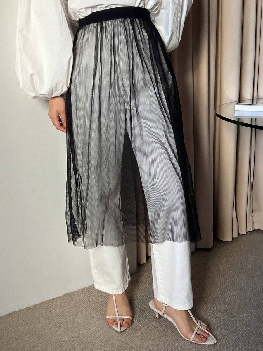 FRIFUL Designer Váy lưới xuyên thấu dành cho nữ - màu đen - Xem 1