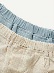 Cozy Pixies Baby Girl Ruffle Hem Solid Color Elastic Waistband Casual Shorts 2pcs/Set - Multicolor - View 4