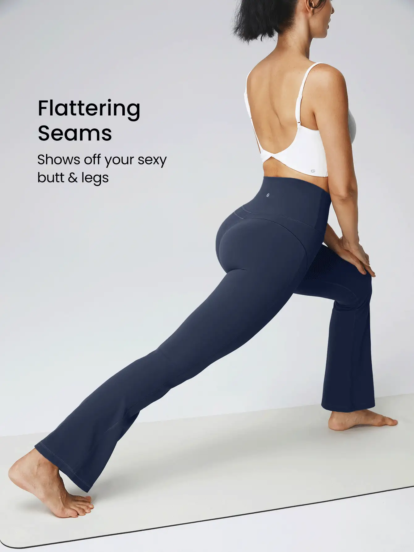 GLOWMODE 31" Featherfit™ 超高腰彎曲縫紋阔腿襪褲 - Dark Blue - 查看 6