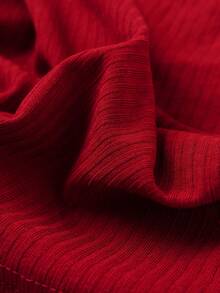 SHEIN Young Girl's Lovely Oblique Shoulder Red Top With Paper Bag Waist & Rose Printed Shorts 2pcs Outfit