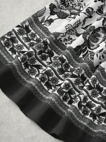 SHEIN Unity 女士花卉印花百褶裙 - 黑色 - 查看 3