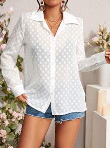 Chiquease Women's Textured Long Sleeve Shirt Fall Cloth For Women - White - View 4