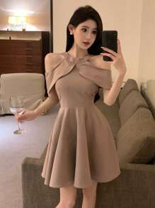 DAZY 女士露肩 A 字形礼服舞会礼服 - 粉色 - 查看 3