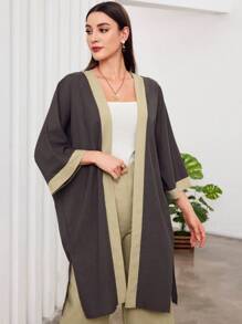 Seusyu Women's Color-Contrast Edging Batwing-Sleeved Jacket And Solid Wide-Leg Pants Two-Piece Set 2 Piece Set - Multicolor - View 7