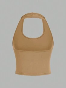 SHEIN EZwear 4件裝休閒簡約短版掛脖上衣，修身女款背心，適合夏季 - 彩色 - 查看 6