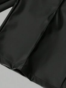RueChic Solid Color Pu Leather Pants For Teen Girls - Black - View 4