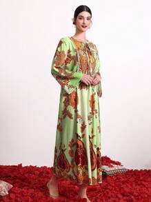 Vestido para mujer con estampado floral y estilo de corbata frontal