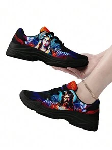 Jesus And Maria 大尺寸女士潮流風格編織小說運動鞋,舒適耐磨防滑運動休閒鞋,適用於女性戶外活動 - 彩色 - 查看 1