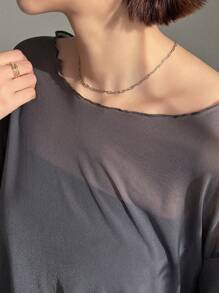 FRIFUL 女士透明网眼T恤，返校服装 - 深灰色 - 查看 7