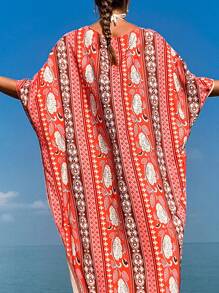 SHEIN Swim 女士花卉印花蝙蝠袖罩衫 夏季 - 彩色 - 查看 3