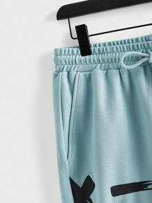 Manfinity VCAY Men's Emoticon Printed T-Shirt And Shorts Set - Green - View 7