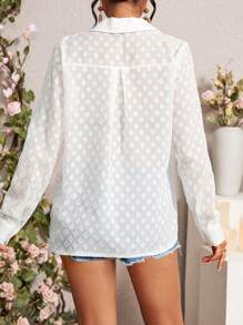 Chiquease Women's Textured Long Sleeve Shirt Fall Cloth For Women - White - View 2