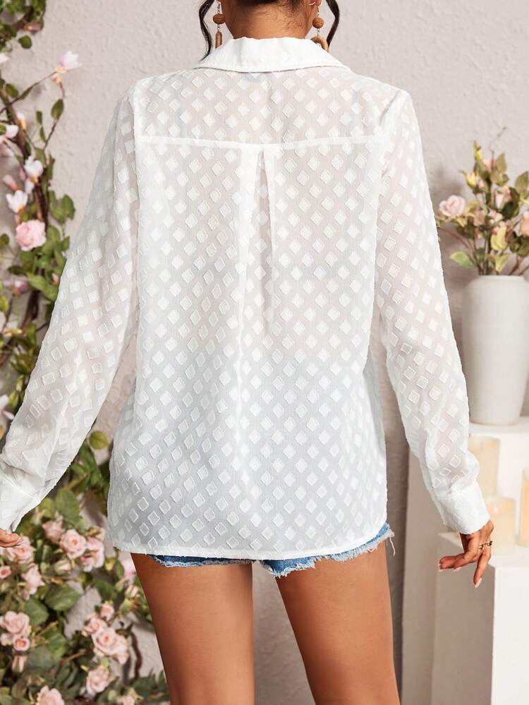 Women's Textured Long Sleeve Shirt Fall Cloth For Women