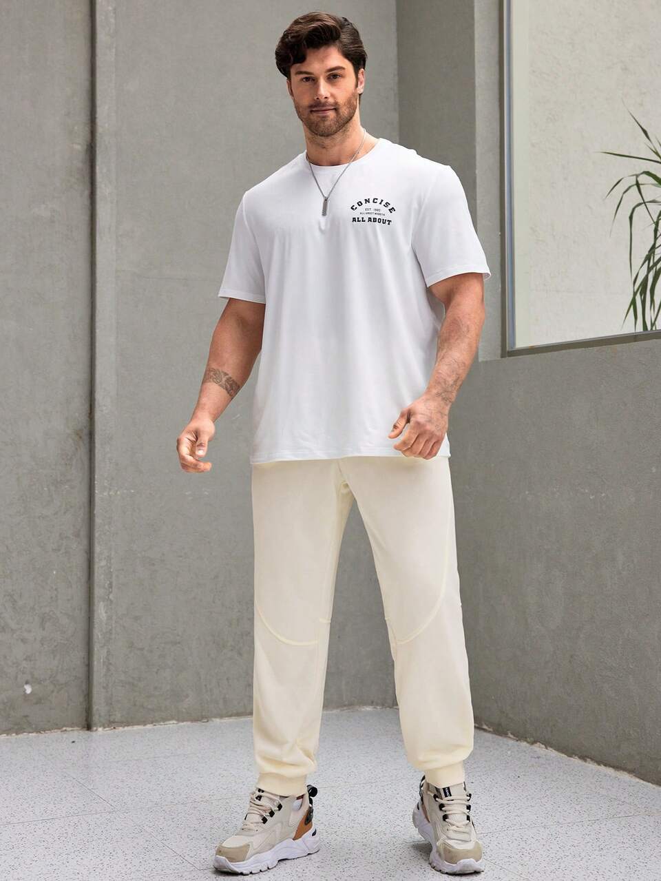Men's Plus Size Solid Color Work Pants With Slanted Pockets
