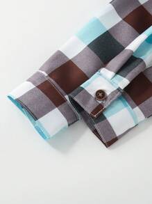 SHEIN Chàng trai trẻ Kẻ sọc Tay áo dài Áo sơ mi - Nhiều màu - Xem 4