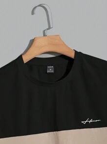 Manfinity VCAY Maglietta A Manica Corta A Maglia Con Blocchi Di Colore Per Uomo