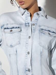 SHEIN BAE Vestido Vaquero De Mujer Con Botones Delanteros