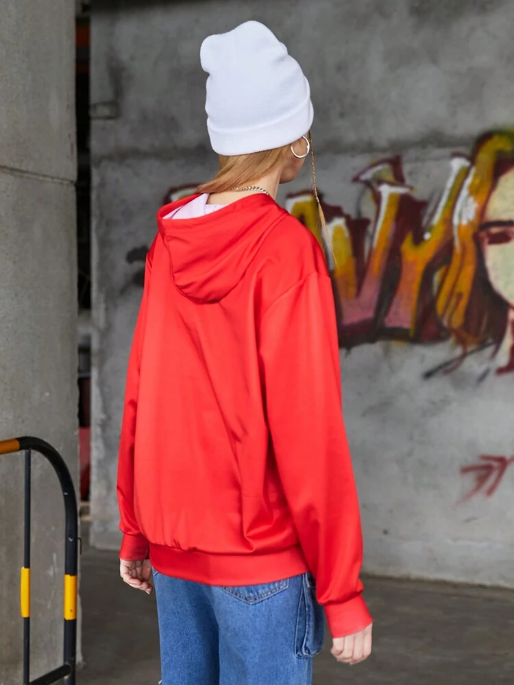 Women's Casual Letter Printed Drawstring Sweatshirt For Sports