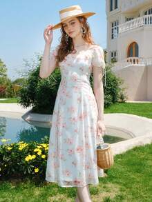 Vestido Con Mangas Abullonadas Y Estampado Floral - Multicolor - Ver 3