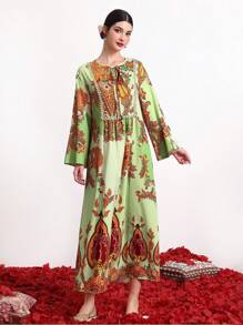 Vestido para mujer con estampado floral y estilo de corbata frontal