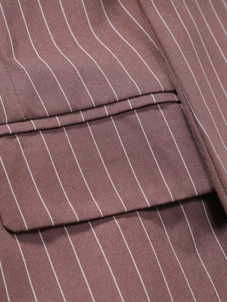 Manfinity Mode Plus Size Men's Striped Lapel Long Sleeve Suit Jacket And Pants Set - Dusty Pink - View 7