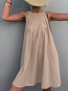 Breezaya Women'S Pleated Halter Neck Sleeveless Dress Vacation Beach Outfit