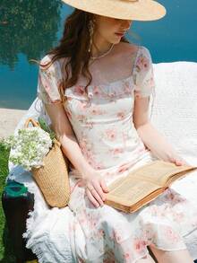 Vestido Con Mangas Abullonadas Y Estampado Floral - Multicolor - Ver 6
