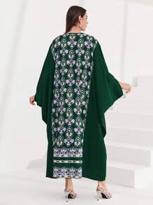 Al Najma 女士印花拼接蕾絲邊蝙蝠袖連衣裙 - 彩色 - 查看 6