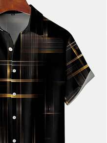 Camicia a maniche corte con stampa 3D, camicia casual da spiaggia con stampa alla moda e bottoni