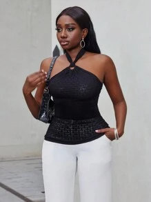 Zolique Women's Backless Halter Knit Top