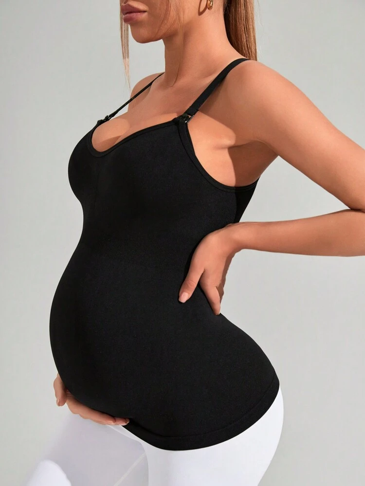 Pregnancy Seamless Yoga Workout Adjustable Strap Camisole Tank Top For Maternity