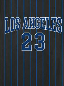 Manfinity Homme Men's Striped Graphic Sleeveless Basketball Jersey Athletic Top With Letter And Number Print, For Going Out, Friends - Black - View 5