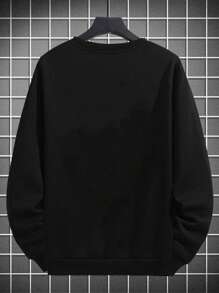 Men's Cartoon Pattern Crew Neck Sweatshirt - Black - View 2