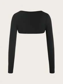 EgrlEra Women's Long Sleeve Open Front Crop Top Y2K Outfit 