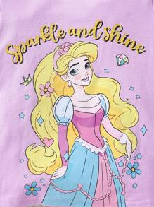 SHEIN Young Girls' Cartoon Pattern Round Neck Short Sleeve Knitted Comfortable Lovely T-Shirt Set Of 3 In Different Colors In Fairy Tale Style - Multicolor - View 5