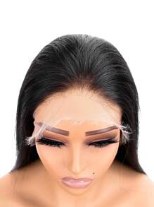 TrueHD Parrucca Anteriore In Pizzo Hd A 360 Gradi Di Capelli Umani Arricciati Precedenti, Parrucca Anteriore In Pizzo Di Capelli Umani Dritti Con Densità 200 Parrucche Di Capelli Umani Brasiliani Per Donne Con Capelli Da Bambino - Natural Black - Visualizzare 4