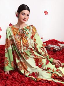 Vestido para mujer con estampado floral y estilo de corbata frontal