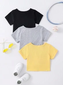 Baby Girl 3pcs/Set Cool Knot Design Tops, Casual And Versatile - Multicolor - View 2