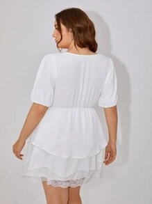 SHEIN Qutie Plus Size White Women Blouses - White - View 2