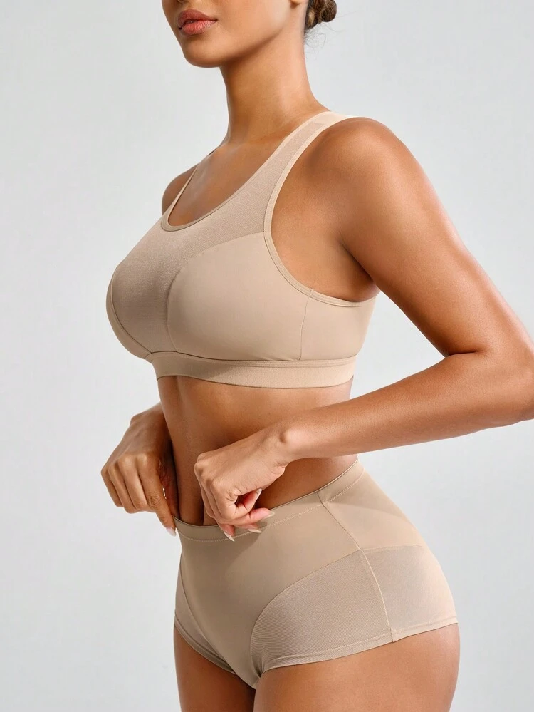 Women's Sheer Mesh Insert Backless Bodycon Shapewear Set