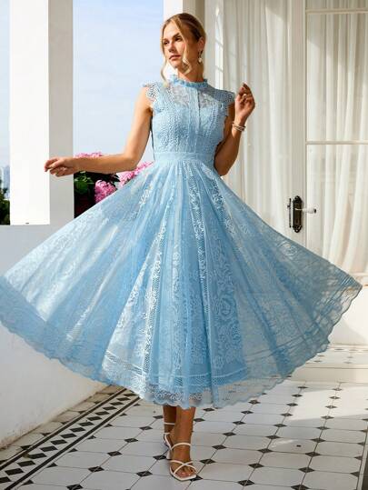 Simplee Women's Elegant Vintage Lace A-Line Dress, Party Dress, Wedding Dress, Birthday Dress, Graduation Dress Summer