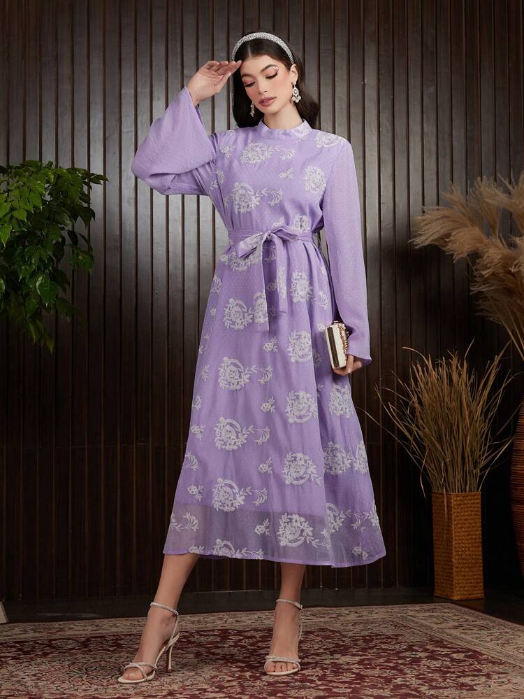 Women's Full Print Bell Sleeve Dress Long Evening Dresses Fall Cloth For Women